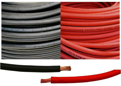 4 Gauge Pure Copper Welding Battery Cable Kit With 20 Ft Red And 20 Ft Black Cables, coiled and exposed wires