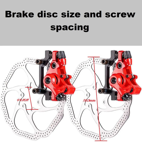 All In One Mechanical Bike Disc Brake Kit With Front And Rear Calipers Two 160mm Rotors in red BB7 style with screw layout