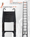 20 Ft Telescoping Ladder Made Of Heavy Duty Aluminum With Detachable Hooks For Safe Indoor And Outdoor Use Space Saving Extension Ladder In Sleek Black Finish Built Like A Boss. Black telescoping aluminum ladder with hooks, folded and extended view
