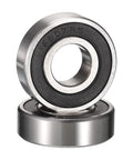 Front view of two 6907RS deep groove bearings, chrome steel, ID 35mm, OD 55mm, width 10mm, rubber sealed.