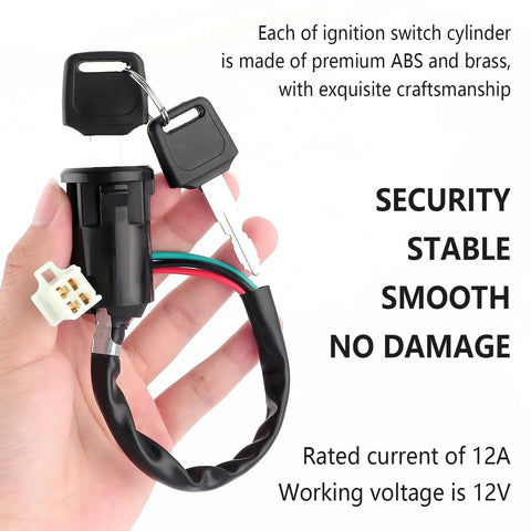 Person holding Four Pin Ignition Switch With Key For 50cc To 250cc Motorcycles Scooters ATVs Pocket Bikes And Dirt Bikes