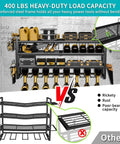 Power Tool Organizer Wall Mount With 200 Lb Capacity, Heavy Duty Metal Rack For Garage, front view with tools and shelves