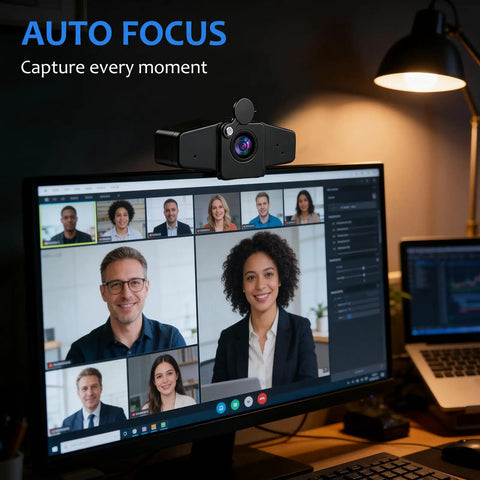 4K Webcam With Auto Focus And Light Correction, Aluminum Body, 70 Degree Field Of View, PDAF, 4K 30FPS, Built In Microphone, Privacy Cover