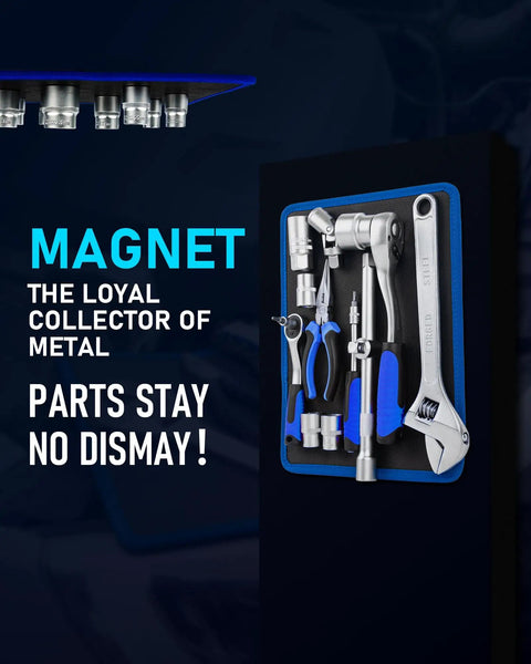 Heavy Duty Magnetic Tool Mat That Grabs Up To 40 Lbs, PVC Protected Surface, Non Slip Organizer For Garage, Shop, And Auto Repair, Keeps Screwdrivers, Wrenches, And Pliers Handy And Secure During Tilt Or Vibration