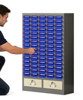 Heavy Duty 52 Drawer Parts Cabinet With Tough As Nails Steel Construction And Secure Door Lock for organizing screws and nails.
