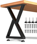 Heavy Duty Metal Table Legs 28x17.7 Inch Industrial X Frame for DIY Dining Table with screws and adjustable feet