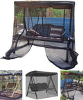 Bug Free Patio Swing Mosquito Netting With Zipper Door And Waterproof Roof For Outdoor Porch Swing 3 Seater