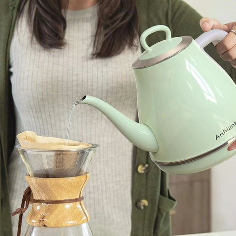 Gooseneck Electric Kettle 1L 1500W for Pour Over Coffee and Tea, Stainless Steel BPA Free Water Boiler With Auto Shutoff and Boil Dry Protection, Precise Slow Pour, Pro Grade Ergonomic Handle, Green.