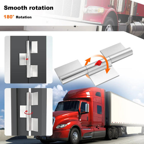 4 Pack 9 Inch Greaseable Weld On Trailer Door Hinges for Ramp Gates, Heavy Duty Aluminum Hinges with Grease Fittings, Truck Utility Trailer Gate Replacement Parts shown on truck trailer