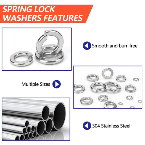 1100 Piece Spring Lock Washers Set In Stainless Steel For Screws And Bolts Metric Split Lock Washers From M2 To M12 Pro Grade