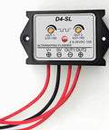 Adjustable Dual Wig Wag Flasher Relay Module For DC 4.5 To 30V, 10A With Independent Timing Pots To Dial On Times From 0.01 To 15 Seconds, Perfect For Car Signals, LED Projects, And Custom Flash Patterns. black wired control module with labeled terminals