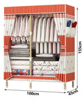 Gotta Love This Portable Canvas Wardrobe Folding Storage Organizer With Steel Rod Breathable Fabric Clothes Closet, 100x45x155cm, featuring hanging and stacked storage.