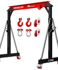 3 Ton Portable Gantry Crane With 8.53 Ft Wide Span, Adjustable 8.53-12.47 Ft Height, Heavy Duty Shop Lift Hoist With Manual Trolley, Red