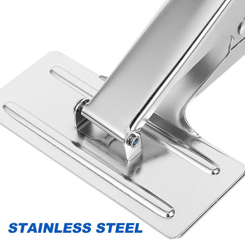Close-up of Heavy Duty Metal Sewing Bed Cloth Clamps For Hemming And Fabric Quilting Workholding Tools made of stainless steel.