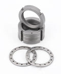 Locking Hub Spindle Nut Conversion Kit 32720 showing precision machined nuts and washers, silver finish for Dana 44 and Dana 30 axles