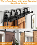 4-Piece No-Drill Soft Close Barn Door Hardware Kit For 70 To 160 Lb Sliding Doors installed on double barn doors