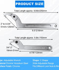 Heavy Duty Adjustable C Spanner Wrench Set In Chrome Vanadium For Tightening Side Slot Nuts On Collars, Lock Nuts And Bearings Collets, Includes 3/4 To 2 Inch And 2 To 4-3/4 Inch Ranges, Durable Chrome Finish, product size details