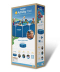 Top Tier 15 Foot Round Above Ground Pool Featuring Lightning Fast Snap Lock Assembly Durable Steel Supports And Smooth Inner Sleeve, packaged display.