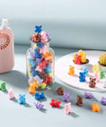 Awesome Rainbow Counting Bears Set Of 100 Bright Plastic Sorting Toys For Toddlers, colorful plastic math manipulatives in jar.