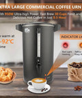 30 Cup Commercial Coffee Urn For Catering Pro Grade 6L Large Capacity With Double Wall Stainless Steel Brew System Dripless Faucet