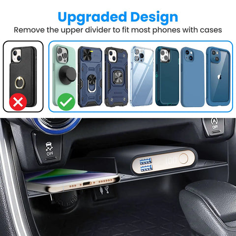 Toyota RAV4 Center Console Organizer Two Pack, Custom Fit Tray with USB charger and phone storage, fits 2019-2025 models