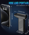 Powerful Cordless Electric Air Duster With 180000 RPM Brushless Motor next to smartphone, dimensions shown