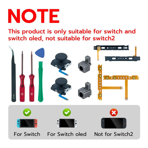 Ultimate 18 In 1 Joy Con Repair Kit For Nintendo Switch Not For Switch 2, tools and components displayed, use details visible