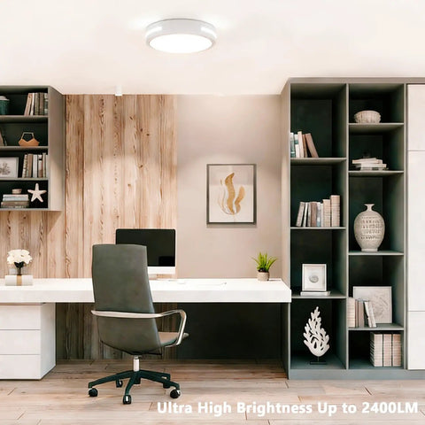 Office with 2 Pack 9 Inch Black Flush Mount LED Ceiling Lights With Adjustable 3000K 4000K 5000K Color Temperature 20W