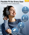 Woman wearing 60 Hour AI Noise Canceling Bluetooth Wireless Headset With Mic For Trucks And Office Use outdoors