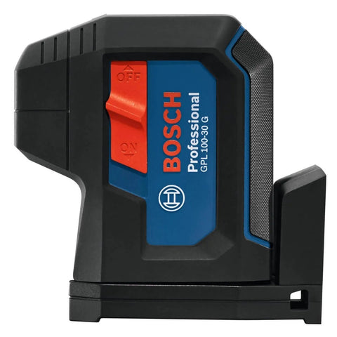 Side view of Green Beam Self Leveling Alignment Laser Pro Grade With Plumb And Level Point Projection Built In Multipurpose Mount Visimax Technology For Extended Battery Life Includes 2 AA Batteries And Hard Carrying Case