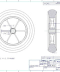 Heavy Duty 12.5 Inch Drive Wheel With 3/4 Inch Keyed Aluminum Hub And Wide Knobby Pneumatic Tire detailed engineering drawing.