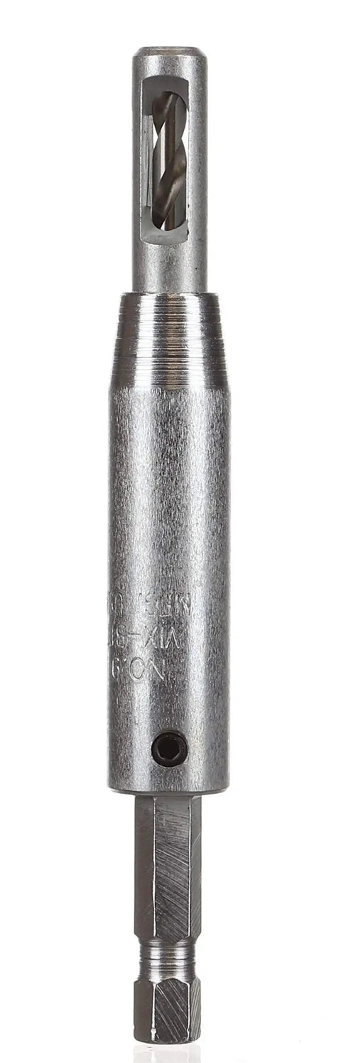 Three Piece Self Centering Pilot Bit Set With Hex Shank For Wood Screws Sizes Three Through Ten Centered Holes Every Time Pro Grade USA Made Woodworking Drill Bits.