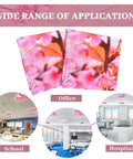 Four Pack 4 x 2 Feet Magnetic Fluorescent Light Covers With Cherry Blossom Decor, shown in office, school, hospital settings.