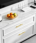 White cabinet with 7.8 inch brushed stainless cabinet pulls modern double T bar handles 20cm center to center with 5 inch hole spacing