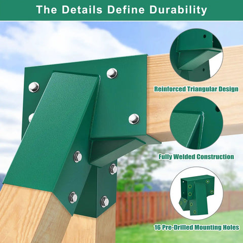 Heavy Duty Swing Set Brackets Kit With 2 Green A Frame Brackets Ready To Roll 4 Black Swing Hangers And 2 Black Swing Seats For Easy DIY Backyard Playground Setup For Kids And Toddlers