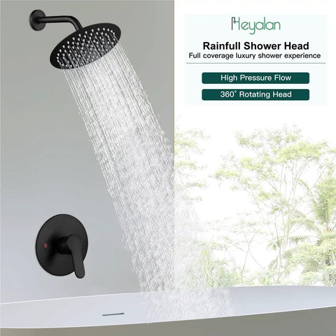 Heavy Duty 8 Inch Round Rain Shower Head With Smooth Flow Valve Slick Matte Black Bath Fixture Set Wall Mounted Bathroom Upgrade Kit Hassle Free Swap Out And Built Tough Enough