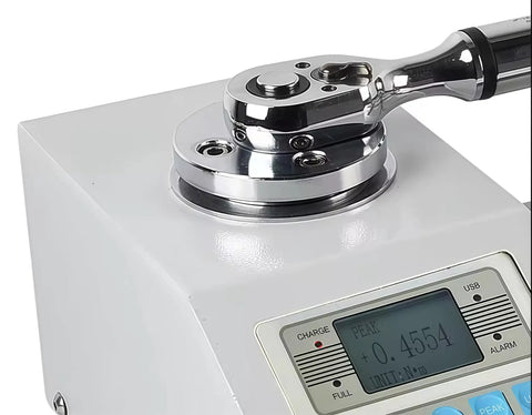 Pro Grade Digital Torque Wrench Calibrator Benchtop Tester With 200.00 And 0.01 Nm Precision, 2000 Hz, Built For Testing Preset Torque Wrenches, Torsion Screwdrivers, And Tightening Force Instruments, White Finish, close-up on display