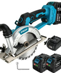 Heavy Duty 6 Inch Cordless Circular Saw With 21V Brushless Motor Dual 6Ah Battery Packs Fast Charger and Blades