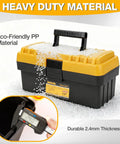 4 Piece Grab And Go Ready Large Plastic Tool Box Set Waterproof With Organizer Tray Heavy Duty Stackable Storage Case Portable Tool Boxes Black And Yellow 13 Inch