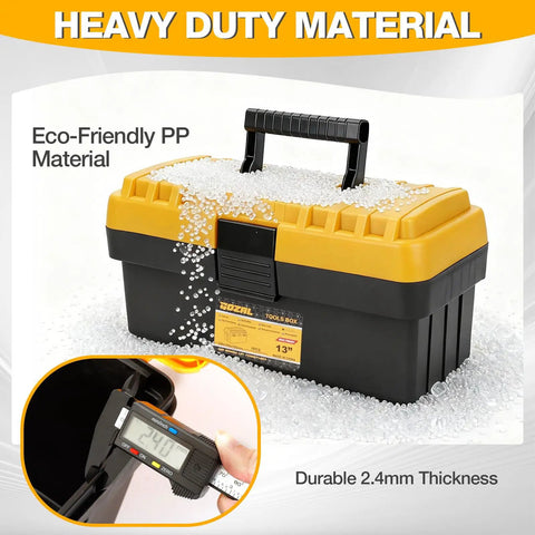 4 Piece Grab And Go Ready Large Plastic Tool Box Set Waterproof With Organizer Tray Heavy Duty Stackable Storage Case Portable Tool Boxes Black And Yellow 13 Inch