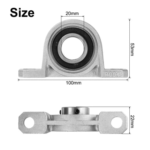 Dimensions of 2 Pack 20mm Bore Pillow Block Bearings with Zinc Alloy Flange Mounted Housing, Rock Solid Built to Last