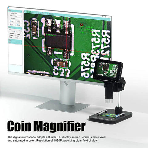 Pro Grade Digital Welding Microscope With 4.3 Inch IPS Screen, 16MP Sensor, 1080P Clarity, 1600X Magnification For Ultra Clear Enlarged Viewing, HD Multimedia Interface, Perfect For Metal Work, Electronics, And Precision Inspection. 4.3-inch IPS screen showing PCB inspection