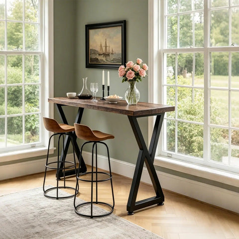 36 Inch Metal Bar Table Legs Set Of Two Sturdy Black Counter Height Support Legs For Coffee Tables Dining Tables And Desks