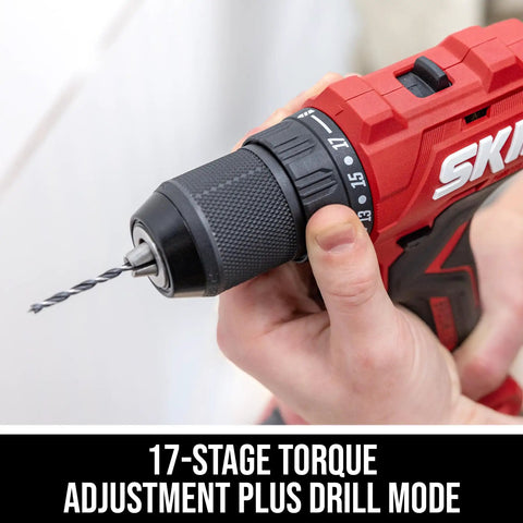 Close-up of 17-stage torque adjustment on 20V Brushless Drill Driver Kit With 2.0Ah Battery And Charger, PWR CORE 20 Power