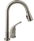RV Pull Down Kitchen Sink Faucet With Side Lever In Brushed Satin Nickel Built To Last Gooseneck Spout Pull Down Sprayer Aerated And Spray Modes