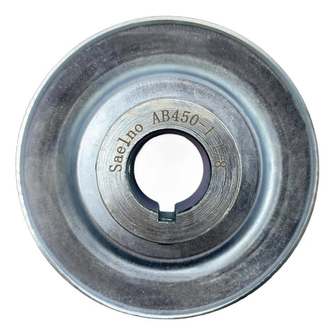 One Eighth Inch Bore Four And A Half Inch Outer Diameter Single Groove V Belt Pulley For AB 5L 4L Belts 1020 Steel Zinc Plated Durable Motor Pulley With Keyseat And Includes Two Screws And Wrench