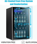 26 Bottle Wine Cooler And 130 Can Beverage Refrigerator With Clear Glass Door Quiet Compressor Adjustable Temperature Freestanding Indoor Bar Fridge 3.2 Cu Ft Black