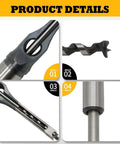 Kickin Square Hole Drill Bit Set With Universal Chuck Adapter close-up of alloy steel cutting head and slide-lock adapter detail.