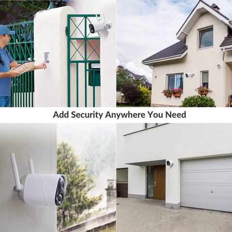 Wireless Outdoor Security Camera With Rechargeable Battery And Solar Power AI Smart Detection IP66 Weatherproof 1080P Night Vision