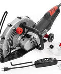2600W 14 Inch Wet Dry Circular Concrete Saw Electric Cutter with water feed and dust port, lightweight design.